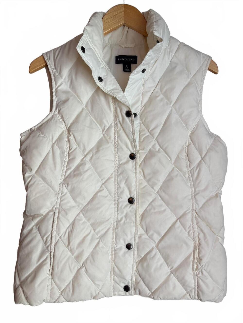 Lands’ End Cream Down Puffer Vest S/M (runs big)